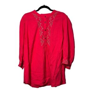 EUC KNOX ROSE Pink Embroidered Blouse - 2X